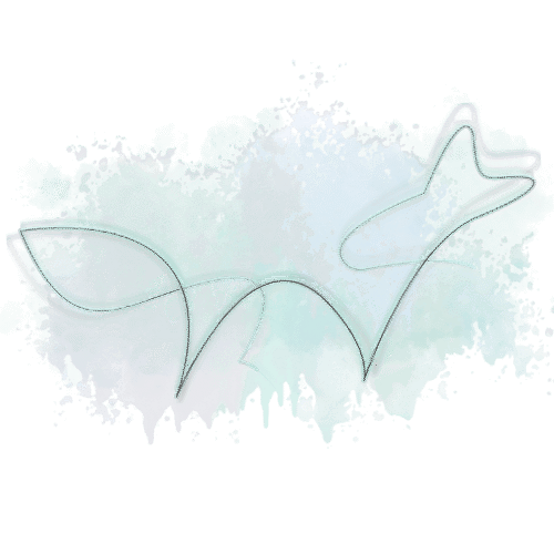 Wild Ink Sanctuary's accessible writing classes logo, featuring a stylized fox on purple and blue watercolor splashes.